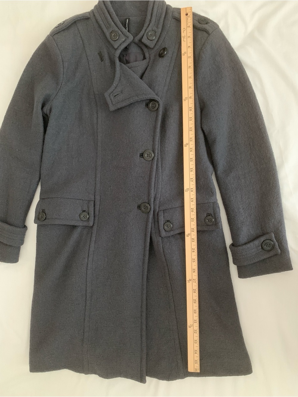 W118 by Walter Baker Wool Blend Coat Gray Asymmetrical Button Front Jacket - Picture 8 of 13